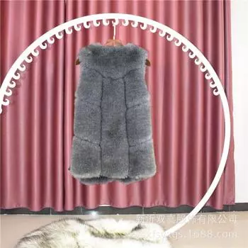 Jacket imitation fox fur vest winter new women s medium and long artificial fur Korean version thermal vest S белый