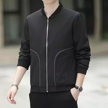 Jacket Jacket Autumn Korean Version Trend Simple Casual Handsome Versatile Velvet Stand-up Collar Men s Jacket M