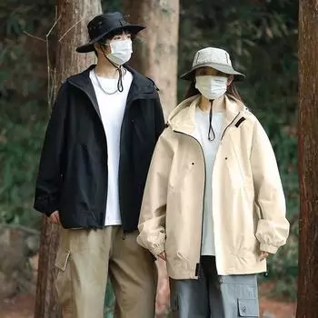 Jacket Jacket Men s Autumn Men s Tooling Ruffian Handsome Jacket Boys Youth Top M чёрный