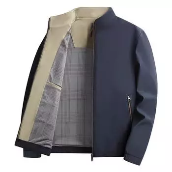 Jacket Men Autumn Sense In The Elderly Stand-up Collar Dad Casual Jacket Men on Clothes M тёмно-синий