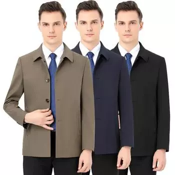 Jacket Men s Autumn New Business Casual Lapel Executive Middle-aged Dad Clothing Civil Servant Jacket Jacket 170