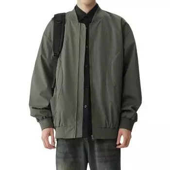 Jacket Men s Autumn Workwear Handsome Loose Casual Jacket Men s Baseball Uniform Top Baseball Collar S