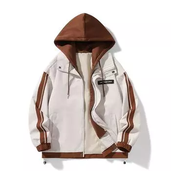 Jacket Men s New Fashion Teen Contrasting Color Jacket Men s Fake Two-Piece Loose Casual Jacket M