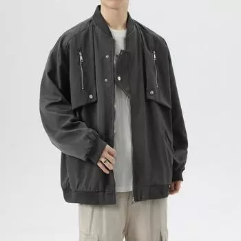 Куртка мужская весенне-осенняя повседневная бейсбольная майка модный бренд ретро пилот клип M чёрный