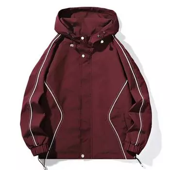 Jacket Men s Spring and Autumn Hooded Loose Tooling Trendy Brand Mountain Outdoor Waterproof Casual Jacket Jacket M