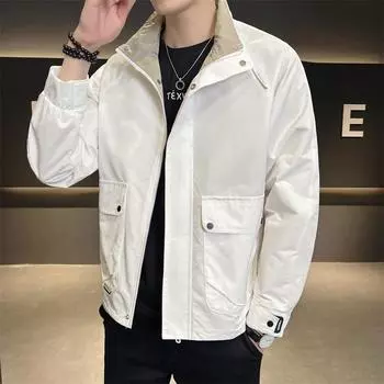 Куртка мужская весна-осень новая корейская версия универсальная молодежная одежда в стиле колор-блок повседневная мужская модная мужская куртка с воротником-стойкой M