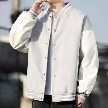Куртка мужская весенняя тенденция воротник-стойка бейсбольный воротник цветной свободный пиджак пара мода универсальный топ M