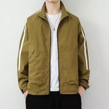 Jacket Men s Trench Coat Autumn and Winter Casual Coat Men s Middle-aged and Young Students Breathable Sports Jacket Men s Top M чёрный