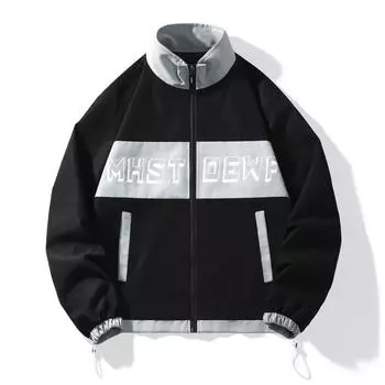 Jacket men s trendy and versatile youth handsome casual loose version letter print stand collar jacket top coat men s clothing M