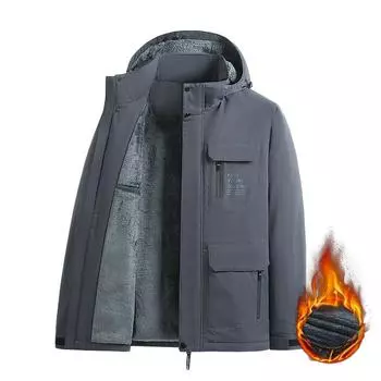 Jacket Men s Velvet Thickened Warm Winter Single-layer Cold-proof Waterproof Windproof New Model M