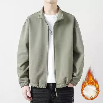 Jacket Men s Winter Thickened Warm Long Sleeve Casual Jacket Youth Simple Solid Color Versatile Top M
