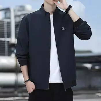 Куртка Весна и Осень Качество Средний возраст и Молодежь Деловой Воротник Стойка Короткий Мужской Модный Топ Повседневный Пиджак Трендовый Пиджак M чёрный