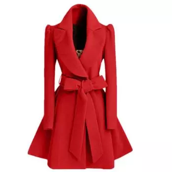 Jacket Waist Slim-fitting Woolen Coat Trench Coat S
