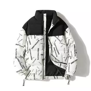 Jackets Men s Autumn and Winter Loose Trendy Brand Cotton Jackets Warm Casual Stand-up Collar Solid Color Cotton Clothes Casual Versatile Loose Cotton M