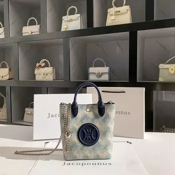 Jacob Bang Genuine Leather Vegetable Basket Bucket Bag Women Shoulder 2025 New Super Popular Light Luxury Advanced Texture Niche Portable Carriage Royal Blue