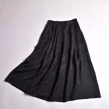 Jacquard Black A- line Large Swing Skirt Pocket Slim Looking Silk Black Hang Ling One size