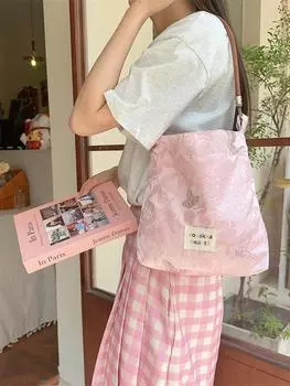 Jacquard Butterfly Handbag Bag Cowhide Shoulder Strap Retro Underarm Shoulder Bag Premium Sense Hand Carry Small Square Bag бежевый