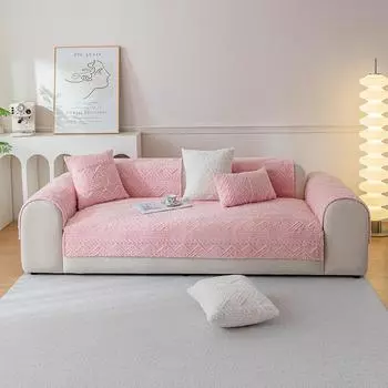 Jacquard Cotton Velvet Solid Colour Sofa Cushion Autumn Winter Thickened Warm Soft Non-Slip Sofa Cushion Cover Cloth Towel 70x70