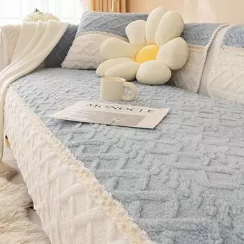 Jacquard Cotton Wool New Modern Simple Sofa Cushion Non-slip Cushion Winter Plush Cushion Full Cover Cloth Cover Towel 70x70