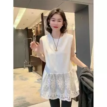 Jacquard Sleeveless Vest Bottoming Shirt for Women Fall and Winter New Arrival Western Style Youthful-Looking Easiest for Match Bandage Dress Tops White L