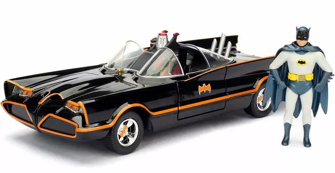 Jada 1966 CLASSIC TV Series BATMOBILE Batmobile JADA Mini Car 124 W/BATMAN чёрный