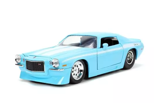 Jada 34201 1971 Chevrolet Camaro светло-голубой с белой полосой Big Time Muscle Series литая модель автомобиля Z/28 1/24