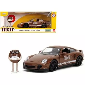 JADA TOYS 1/24 M and M s коричневая фигурка и мини-автомобиль Porsche 911 Turbo Hollywood Ride M & M s Brown [продукт]