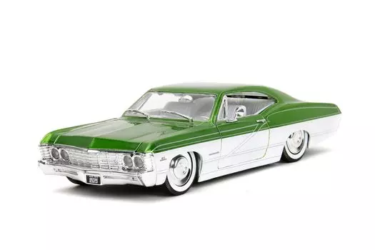 Jada Toys Big Time Muscle 1967 Chevrolet Impala SS литой автомобиль игрушки для детей и взрослых 124 (Зеленый/Белый) зелёный