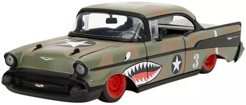 Jada Toys BIGTIME MUSCLE 1957 Chevy Bel Air Chop Top Mouth Готовый продукт 1/24 Камуфляж/Акула