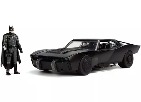 Jada Toys DC Comics Batman Lighted Batmobile Diecast Car Batman Figure Toys для детей и взрослых черного цвета 118 и 3,75 дюйма, чёрный