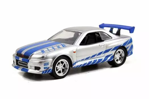 Jada Toys Fast and Furious Diecast Car Nissan Skyline R34 BUILD COLLECT 155 Brian s GT-R N синий