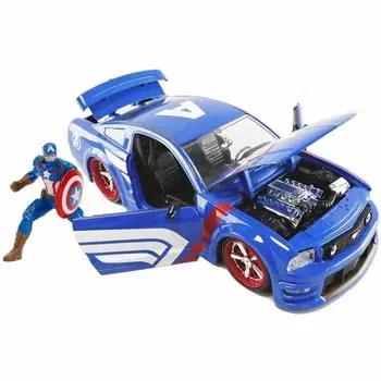 JADA TOYS JADA TOYS Mini Car Size HWR Marvel 2006 Ford Mustang GT America 26067 1/24 W/Captain синий