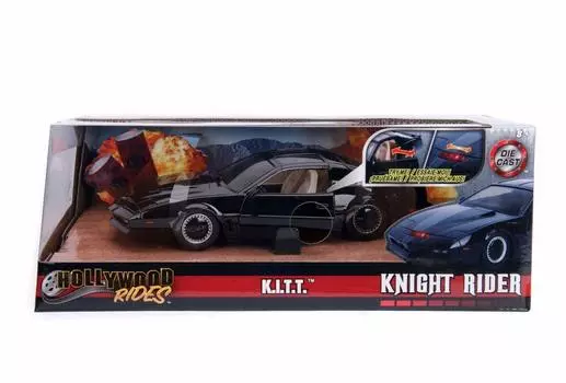 Jada Toys Knight Rider Jada Toys Metals Hollywood Rise Scale Diecast Car with Scanner Light Light Up 1/24 KITT. (комплект) [Элемент] чёрный