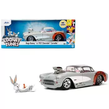 JADA TOYS Looney Tunes Chevrolet Corvette с фигуркой Багза Банни Chevrolet Corvette 32390 1/24 [предмет] серый