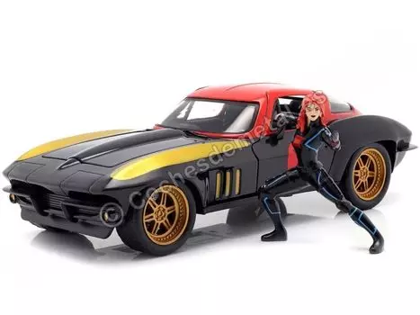 JADA TOYS Mini Car Size HWR Marvel 1963 Corvette Widow 26065 1/24 W/Black чёрный