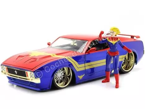 JADA TOYS Мини-машинка HWR Marvel 1973 Ford Mustang Mach 1 Marvel 26068 1/24 с капитаном