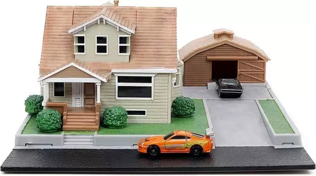 JADA TOYS Nano Fast Furious House Diorama Dodge Supra Mini Car Set Fast Furious House Display Diorama с двумя автомобилями Mini Car & Toretto s +