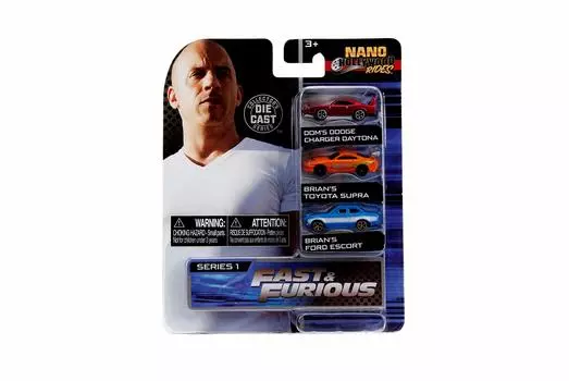 Jada Toys Nano Hollywood Rides FAST FURIOUS SERIES 1 Мини-машина Fast Furious и 3-PACK &