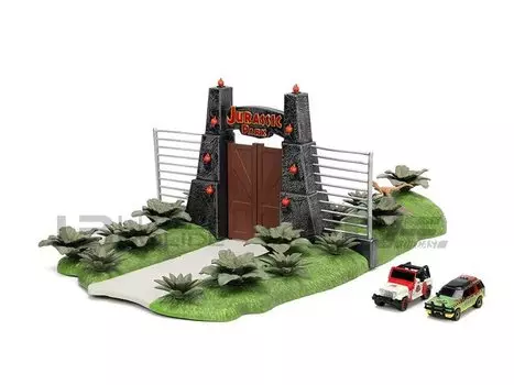 JADA TOYS NANO SCENS JADA TOYS Набор диорамы «Мир динозавров» ТРАНСПОРТНЫЕ СРЕДСТВА Мини-машина в комплекте с 2