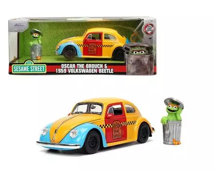 JADA TOYS Sesame Street Oscar Figure Wagen Beetle 1959 Hollywood Ride Sesame Street Beetle with Oscar 32801 1/24 & [Item]
