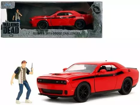 JADA TOYS Walking Dead Glen Фигурка Dodge Challenger 2015 Красный Мини-автомобиль Walking Dead Glen Challenger 35185 1/24 [Товар] красный