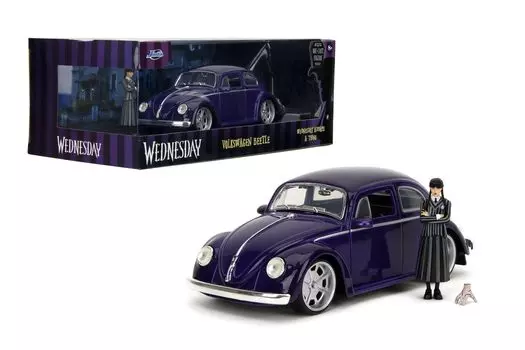 Jada Toys Wednesday 1972 VW Beetle с фигурками Wednesday Sing. Коллекционные игрушки для взрослых и детей.