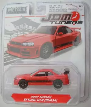 Jada Tuners Scale Red 2002 Nissan Skyline 164 GT-R (БНР34) красный