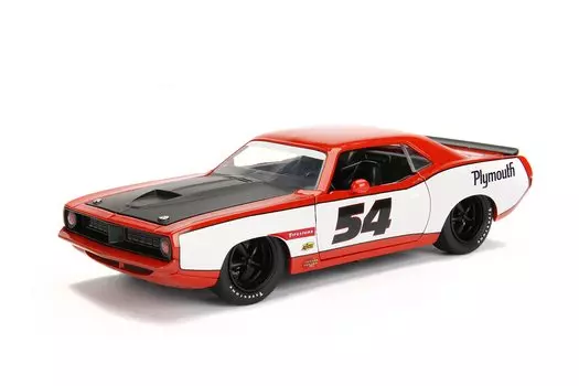JADATOYS Scale Big Dime Custom 1973 Plymouth Barracuda 124 серебряный