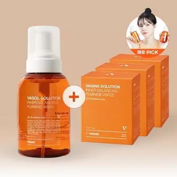 [Jaeyu PICK] Vasol Inner Balancing Foaming Wash Feminine Cleanser 300 мл + 45 салфеток, корейская женская продукция