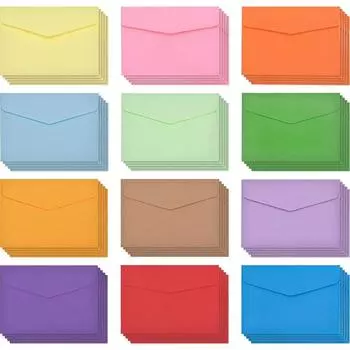 JAHEMU Мини Цветные Простые Длинные Послания 12 Пригласительные Открытки Вечеринка 120 Листов Конверты, Конверты, Конверты, Открытки, Цвета, Свадьба, День Рождения,