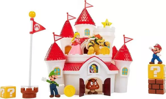 Jakks Pacific Nintendo Super Mario Deluxe Mushroom Kingdom Castle Mario Luigi Princess Peach Bowser Play Set Toy Limited Ролевые игры