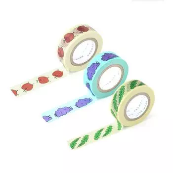 JAM JAM PAPER TAPE Set Gem Gem Masking Tape Perfect for Masking Roll 15mm Wide x 10m 3 Rolls [LIVEWORK] - B, (3-Pack), Wrapping, Decoration, Tape,