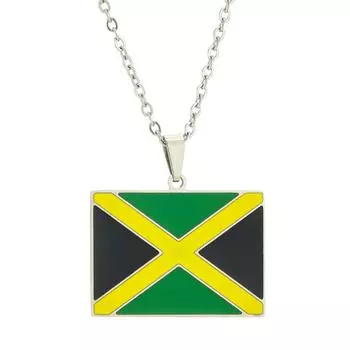 Jamaica Flag Necklace Exquisite Jamaica Map Pendant Necklace National Jewelry Gift for Collector and Culture Enthusiasts серебряный