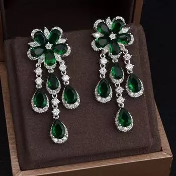 JanKelly новые серьги с цирконом, белое золото, розовый кубический циркон, австрийские стразы, цветочные серьги для женщин, JP5045E красный